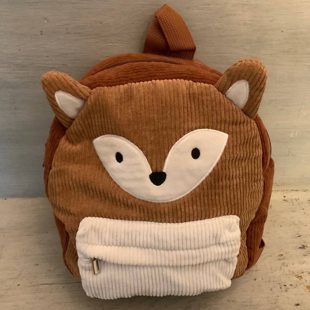 Wonder Nation Whimsical Corduroy Fox Face Mini Backpack Bag Purse Good Condition